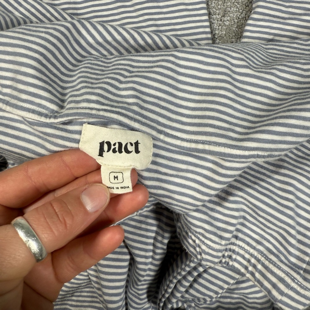 Pact Organic Cotton Striped Halter Top Wide Leg Jumpsuit Womens Medium - Picture 4 of 7